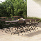 Bistro chairs 8 pcs folding poly rattan and steel brown