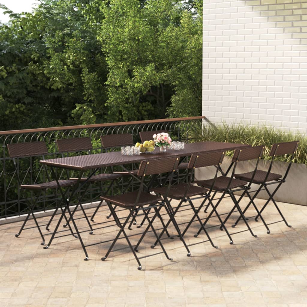 Bistrostoelen Inklapbaar Poly Rattan En Staal 8 Bruin