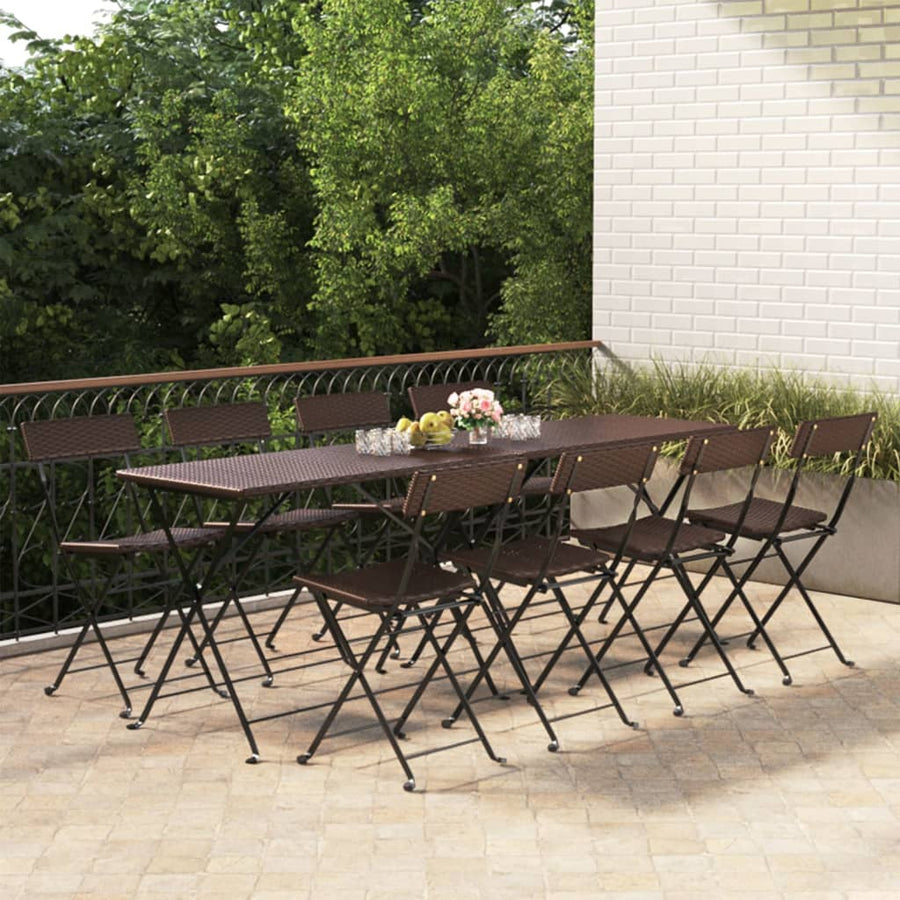 Bistrostoelen Inklapbaar Poly Rattan En Staal 8 Bruin