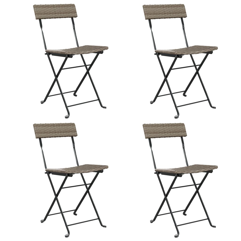 Bistrostoelen Inklapbaar Poly Rattan En Staal 4 Grijs