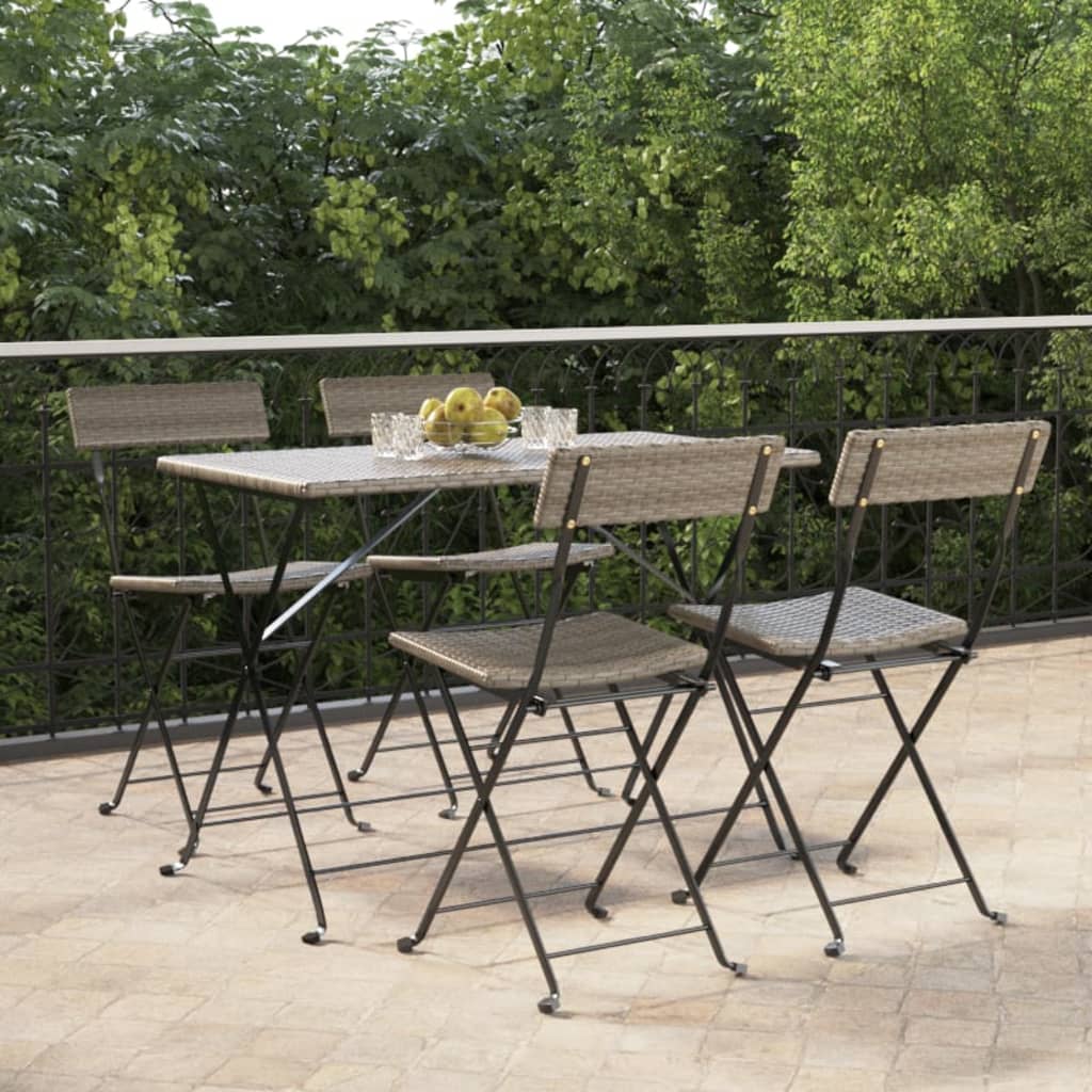 Bistrostoelen Inklapbaar Poly Rattan En Staal 4 Grijs