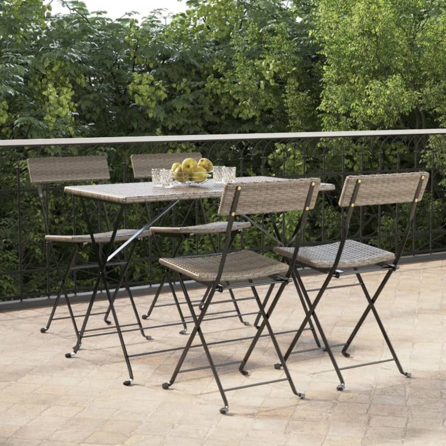 Bistrostoelen Inklapbaar Poly Rattan En Staal 4 Grijs