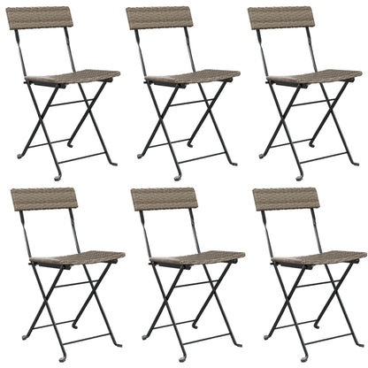 Bistrostoelen Inklapbaar Poly Rattan En Staal 6 Grijs