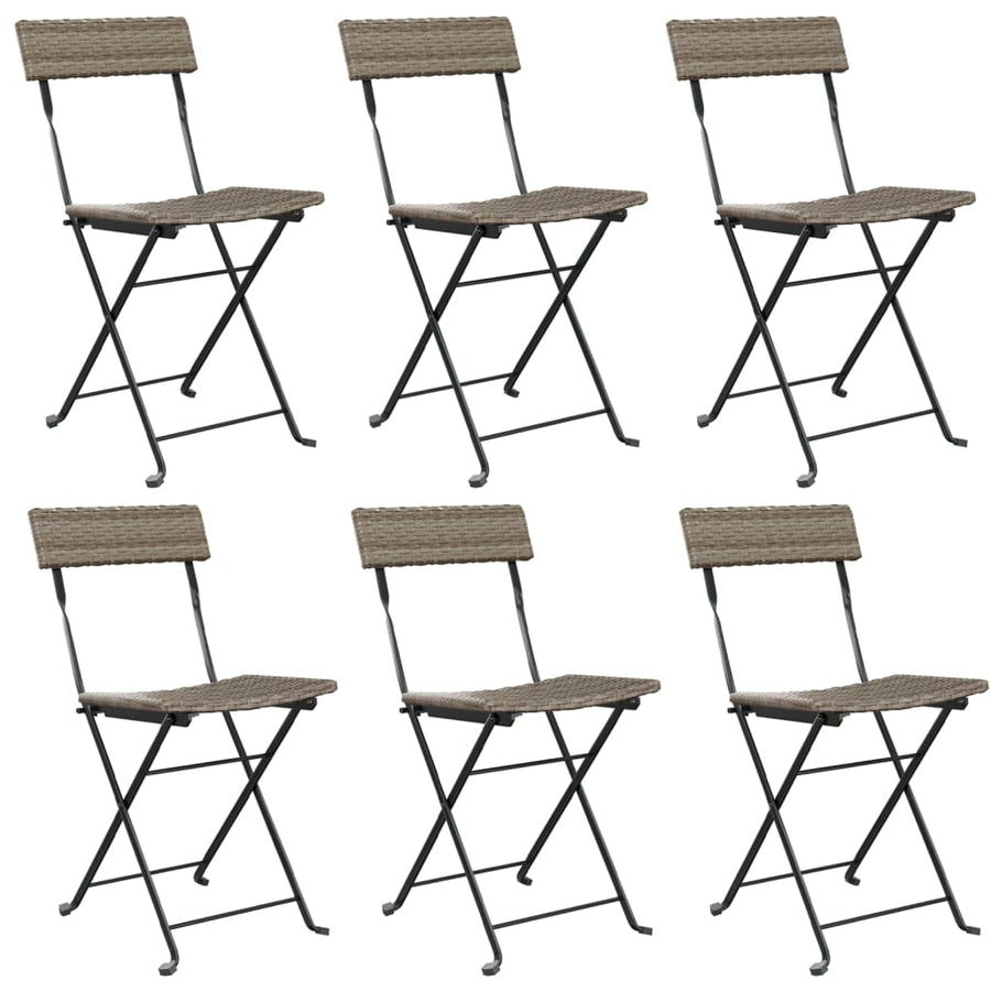 Bistrostoelen Inklapbaar Poly Rattan En Staal 6 Grijs