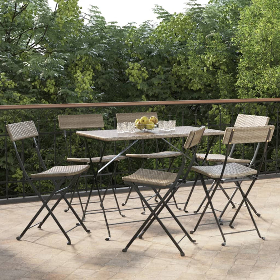 Bistrostoelen Inklapbaar Poly Rattan En Staal 6 Grijs