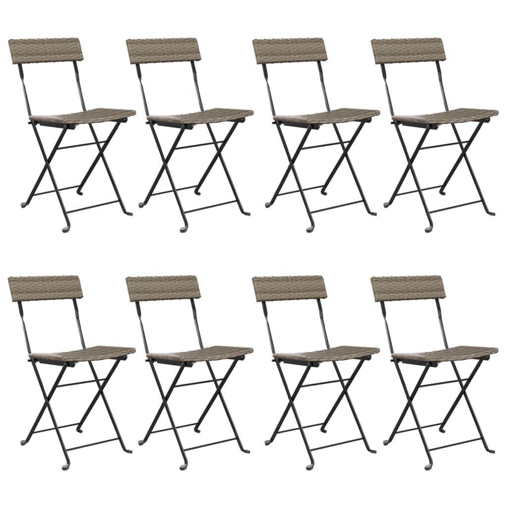 Bistrostoelen Inklapbaar Poly Rattan En Staal 8 Grijs