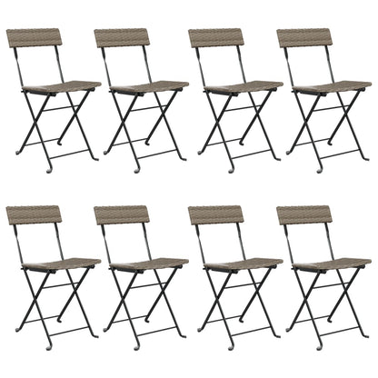 Bistrostoelen Inklapbaar Poly Rattan En Staal 8 Grijs