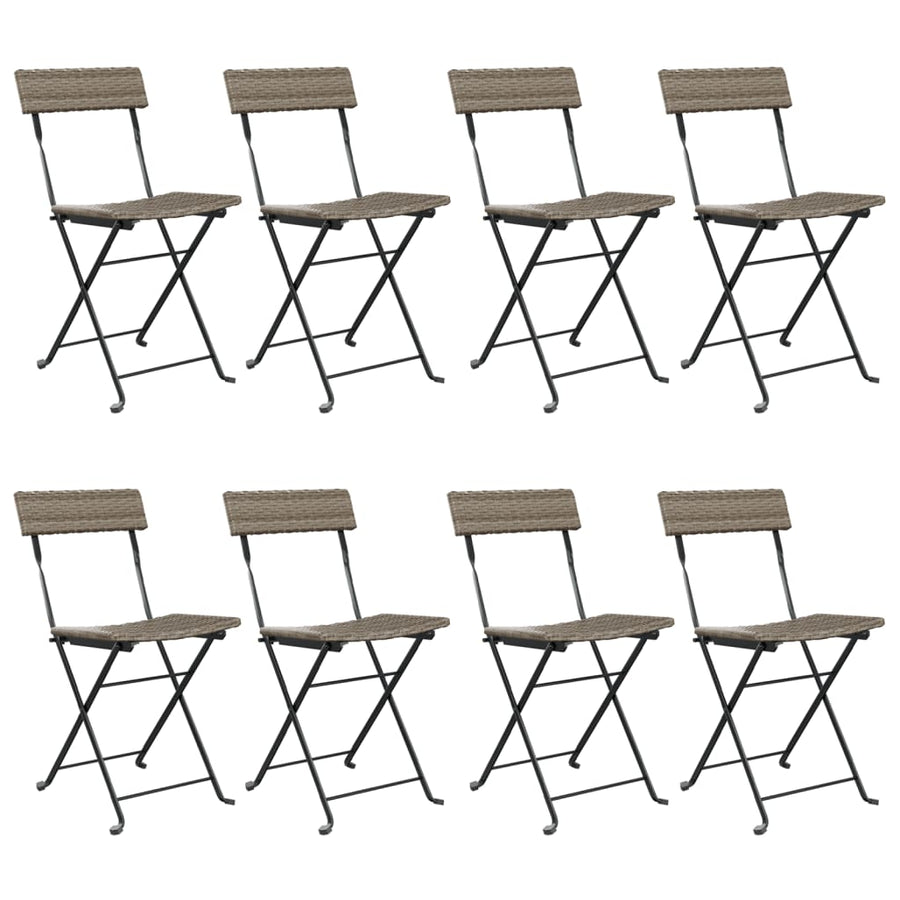 Bistrostoelen Inklapbaar Poly Rattan En Staal 8 Grijs