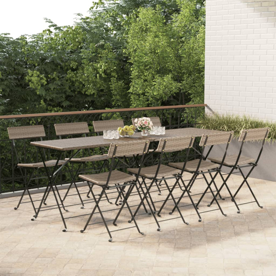 Bistrostoelen Inklapbaar Poly Rattan En Staal 8 Grijs