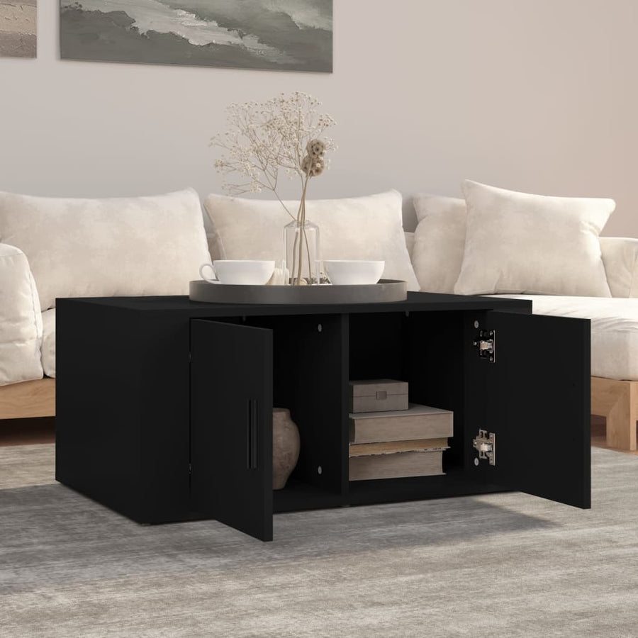 Salontafel 80X50X36 Cm Bewerkt Hout Zwart