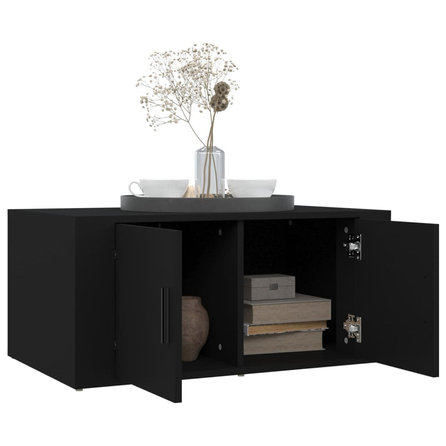 Salontafel 80X50X36 Cm Bewerkt Hout Zwart