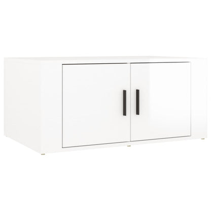 Salontafel 80X50X36 Cm Bewerkt Hout Hoogglans wit