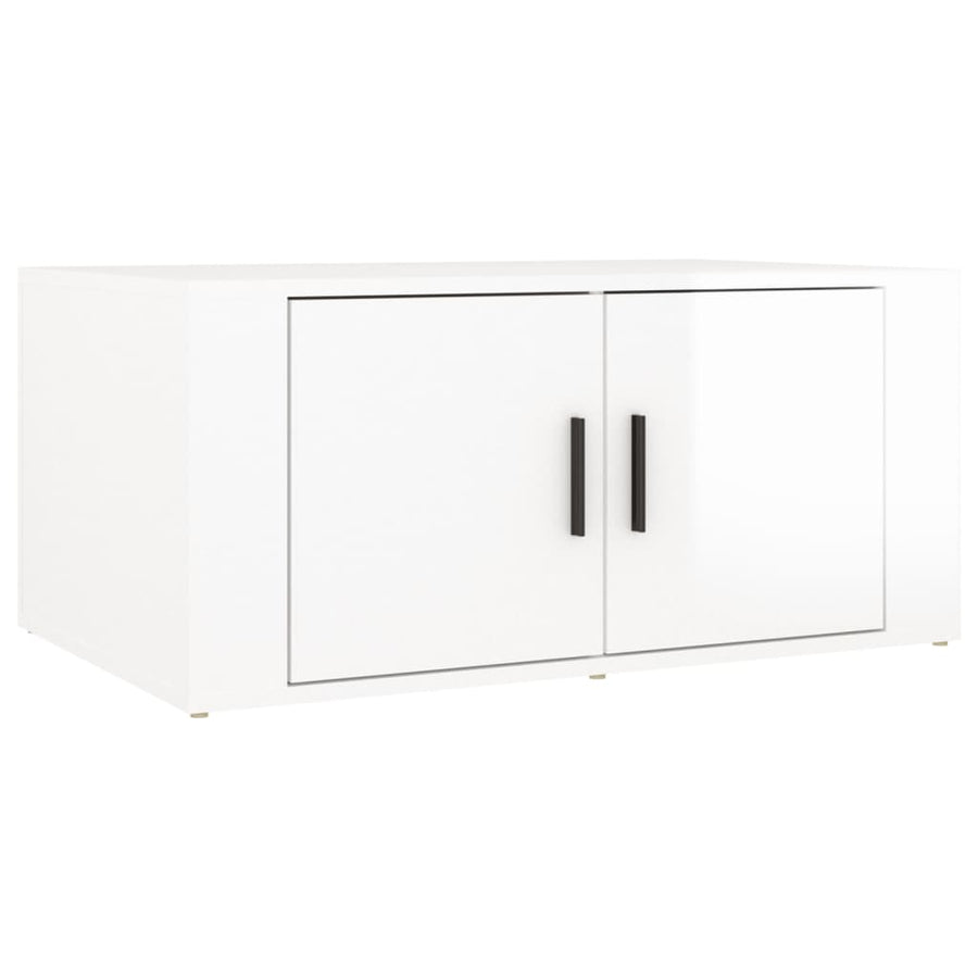 Salontafel 80X50X36 Cm Bewerkt Hout Hoogglans wit