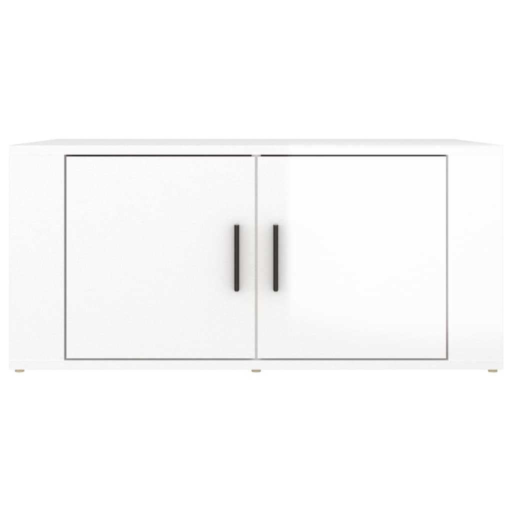 Salontafel 80X50X36 Cm Bewerkt Hout Hoogglans wit