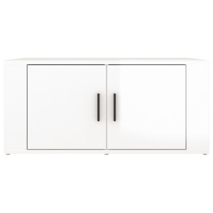 Salontafel 80X50X36 Cm Bewerkt Hout Hoogglans wit
