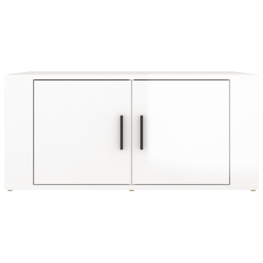Salontafel 80X50X36 Cm Bewerkt Hout Hoogglans wit