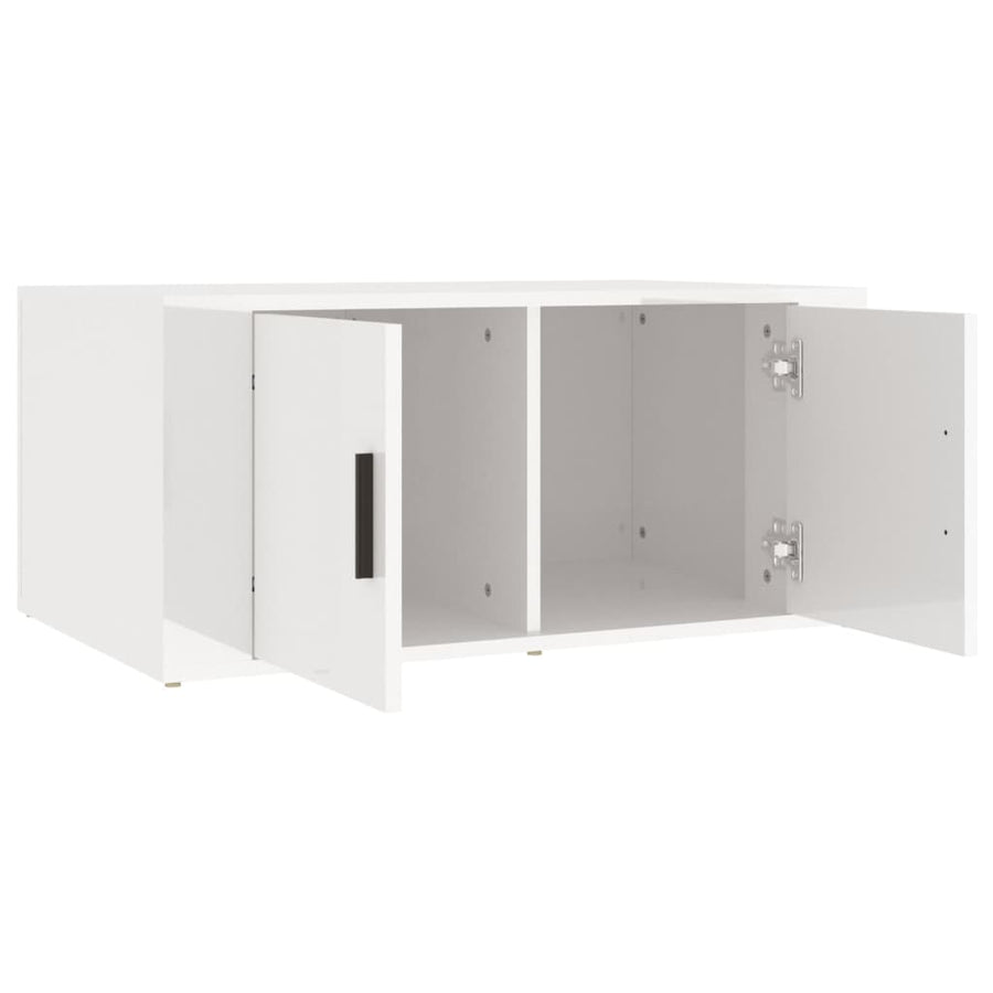 Salontafel 80X50X36 Cm Bewerkt Hout Hoogglans wit