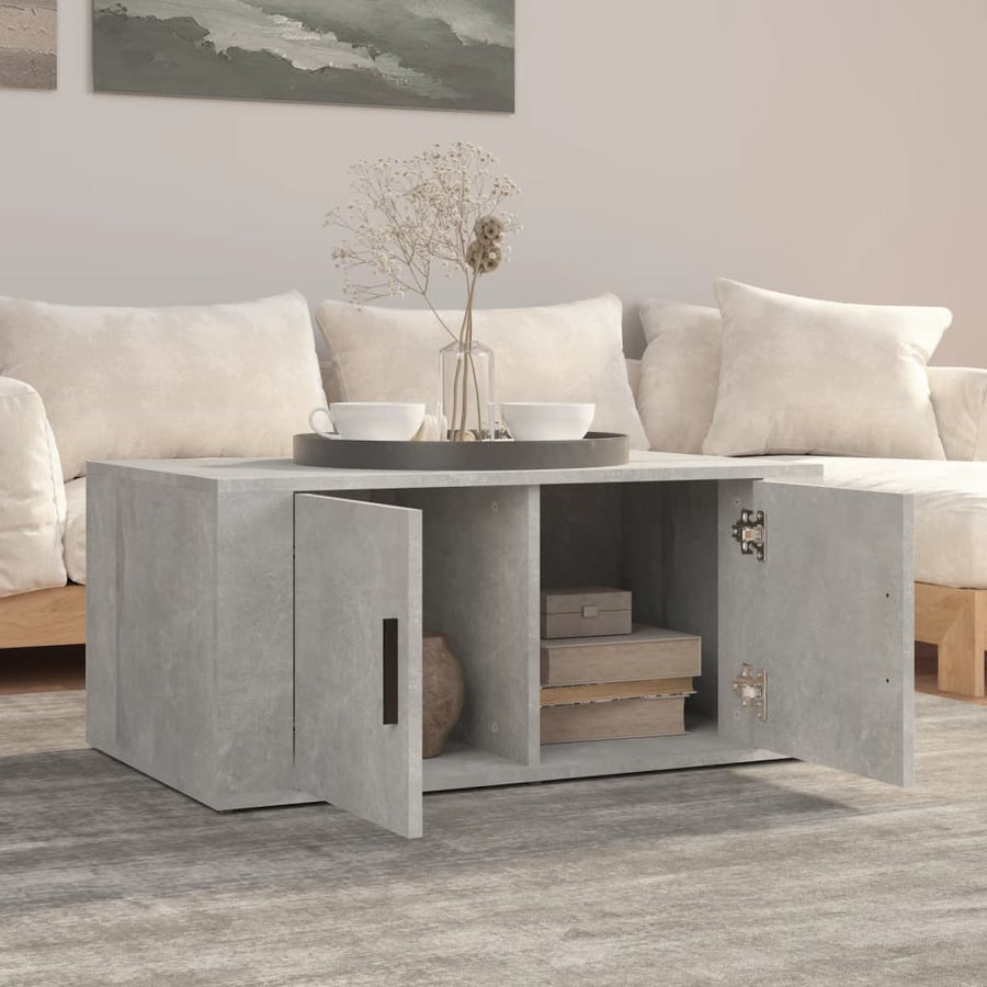 Salontafel 80X50X36 Cm Bewerkt Hout Betongrijs