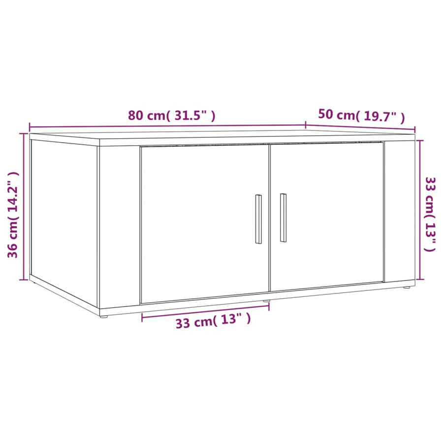 Salontafel 80X50X36 Cm Bewerkt Hout Betongrijs