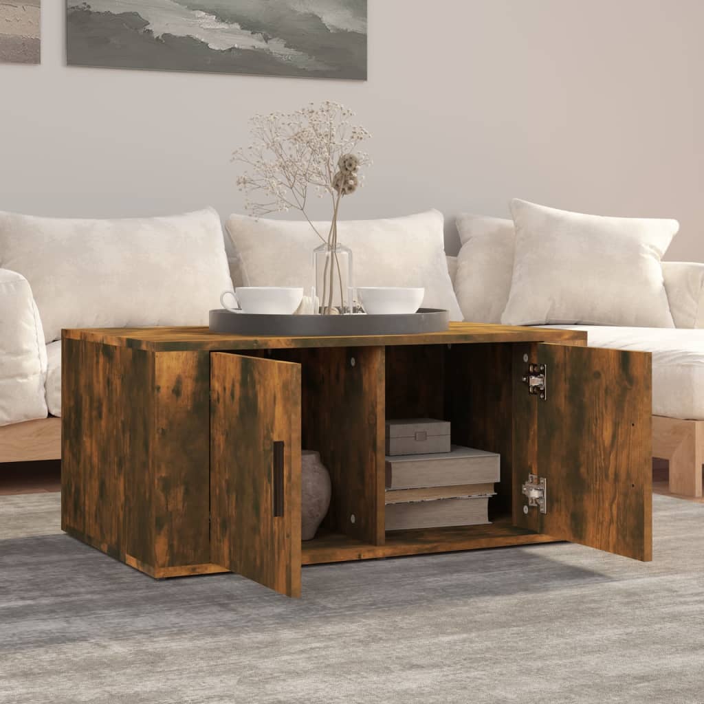 Salontafel 80X50X36 Cm Bewerkt Hout Kleurig Gerookt eiken