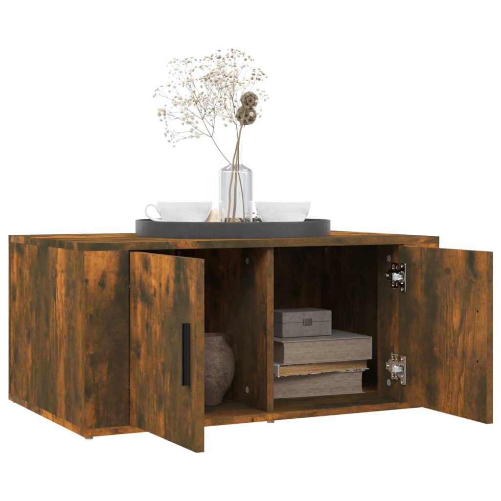 Salontafel 80X50X36 Cm Bewerkt Hout Kleurig Gerookt eiken