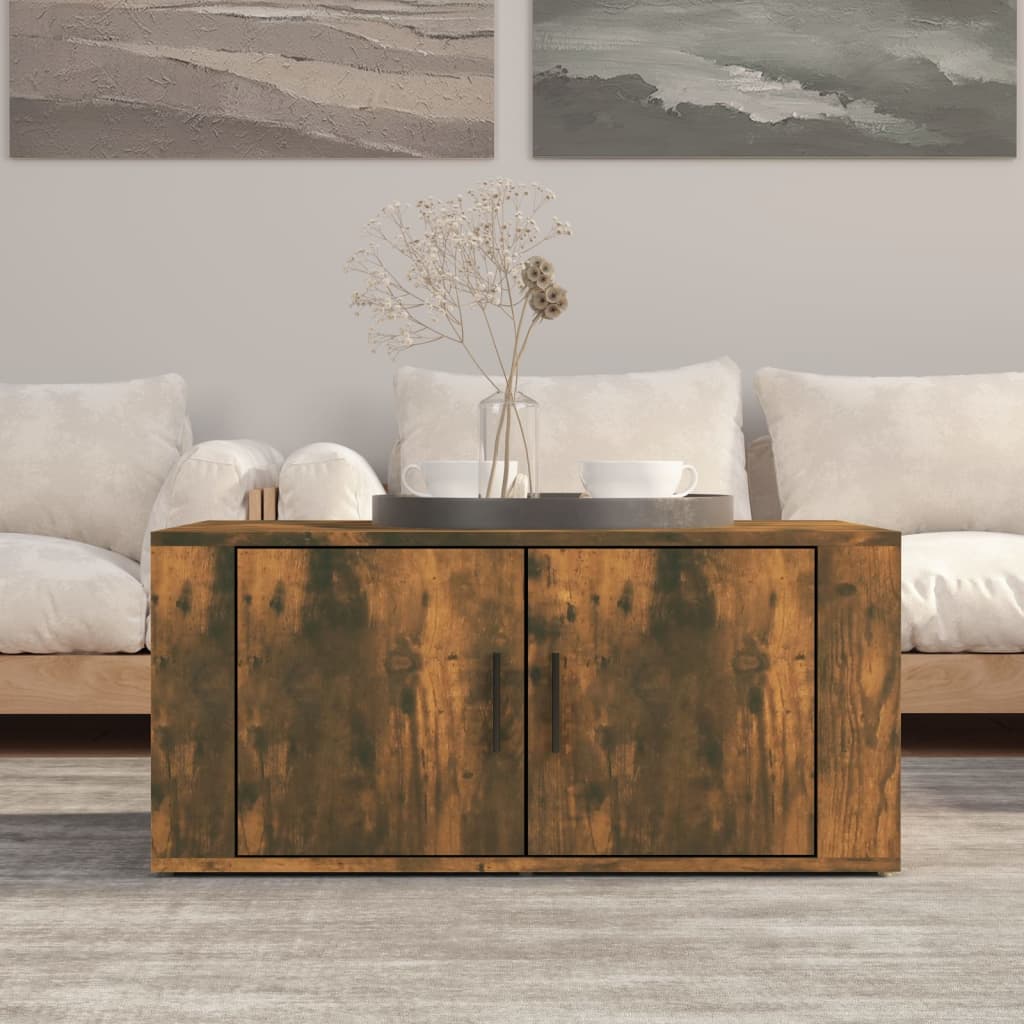 Salontafel 80X50X36 Cm Bewerkt Hout Kleurig Gerookt eiken