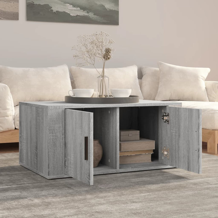 Salontafel 80X50X36 Cm Bewerkt Hout Grijs Sonoma Eikenkleurig