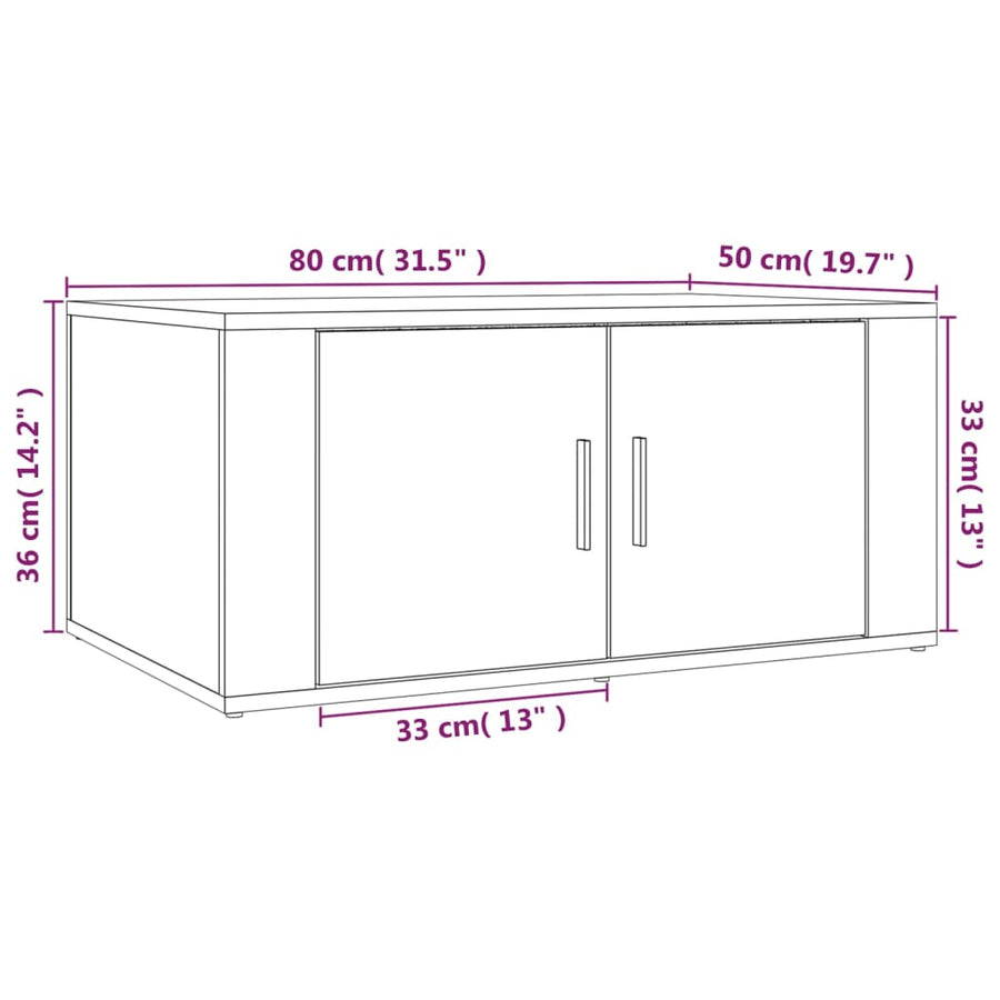 Salontafel 80X50X36 Cm Bewerkt Hout Grijs Sonoma Eikenkleurig