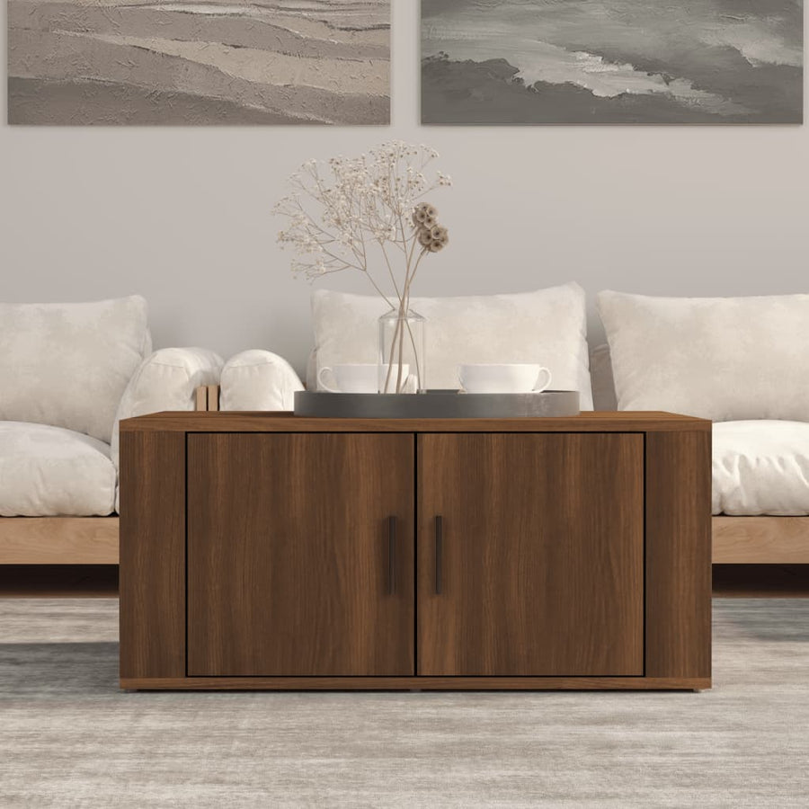 Salontafel 80X50X36 Cm Bewerkt Hout Bruin Eikenkleur