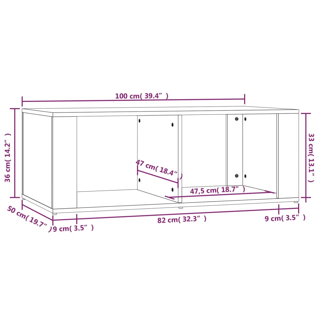 Salontafel 00X50X36 Cm Bewerkt Hout Zwart