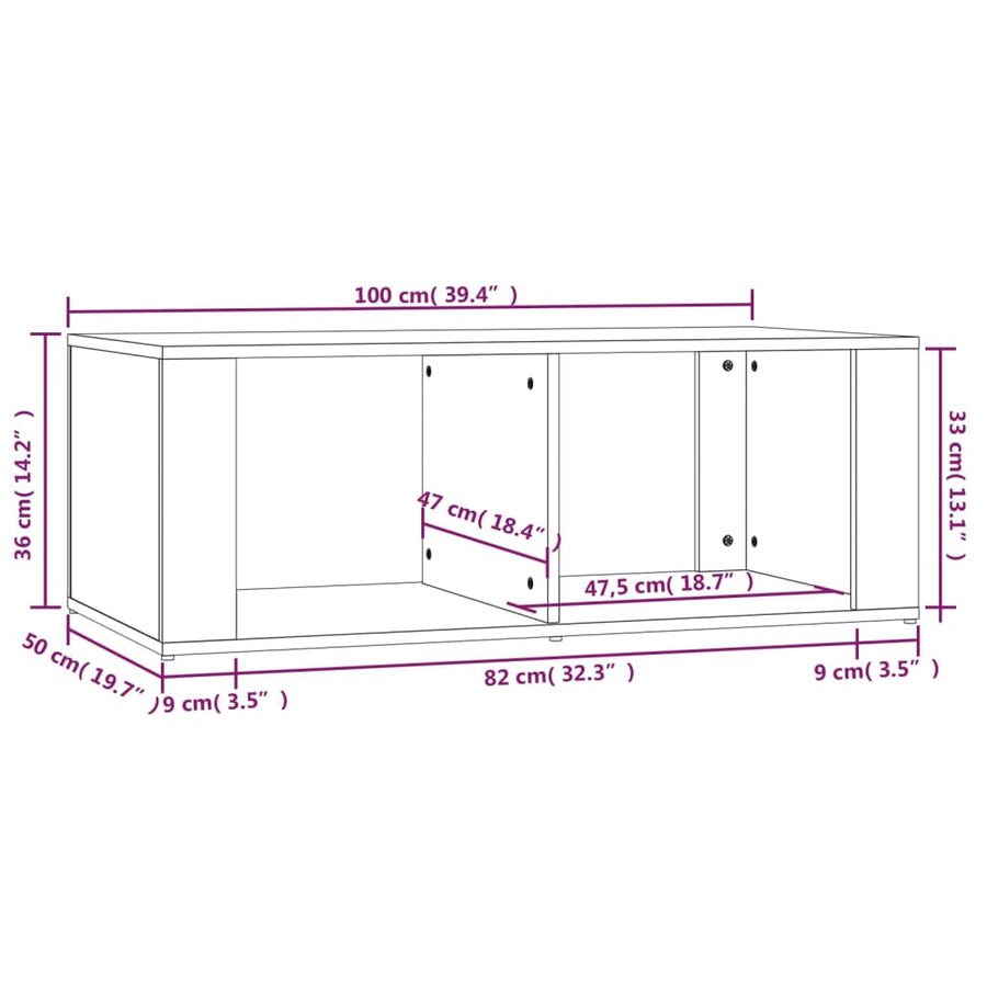 Salontafel 00X50X36 Cm Bewerkt Hout Zwart