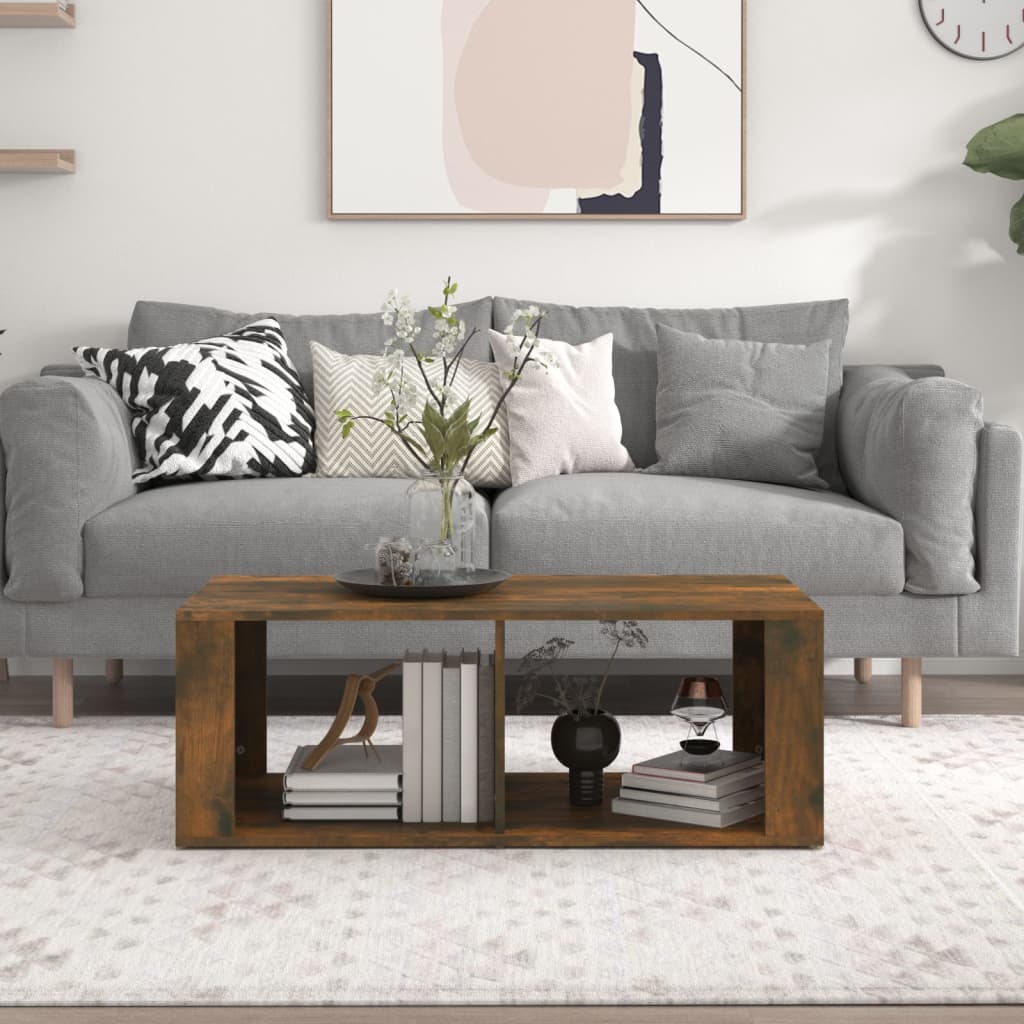 Salontafel 100X50X36 Cm Bewerkt Hout Gerookt Eikenkleurig