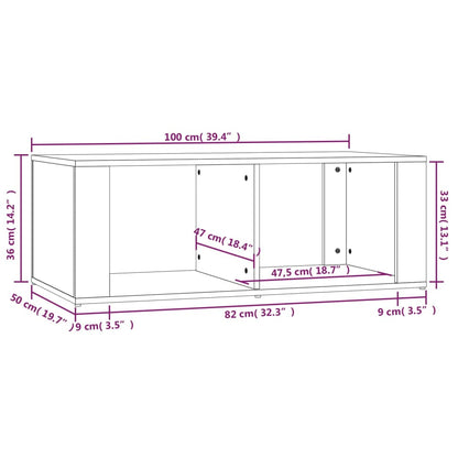 Salontafel 100X50X36 Cm Bewerkt Hout Gerookt Eikenkleurig