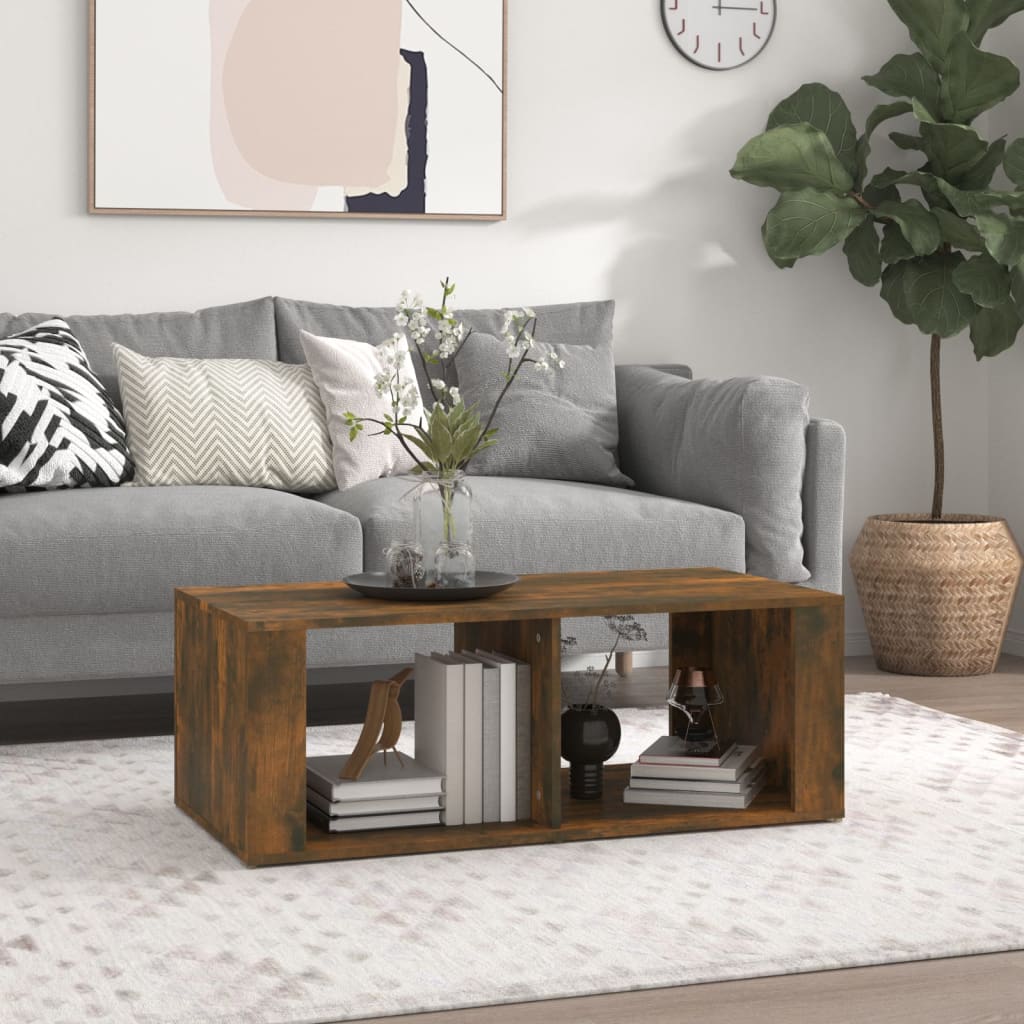 Salontafel 100X50X36 Cm Bewerkt Hout Gerookt Eikenkleurig