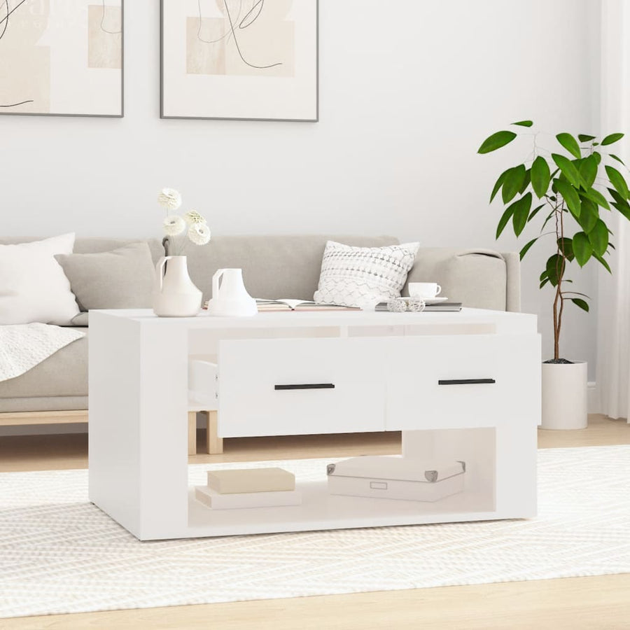 Salontafel 80X50X40 Cm Bewerkt Hout Wit
