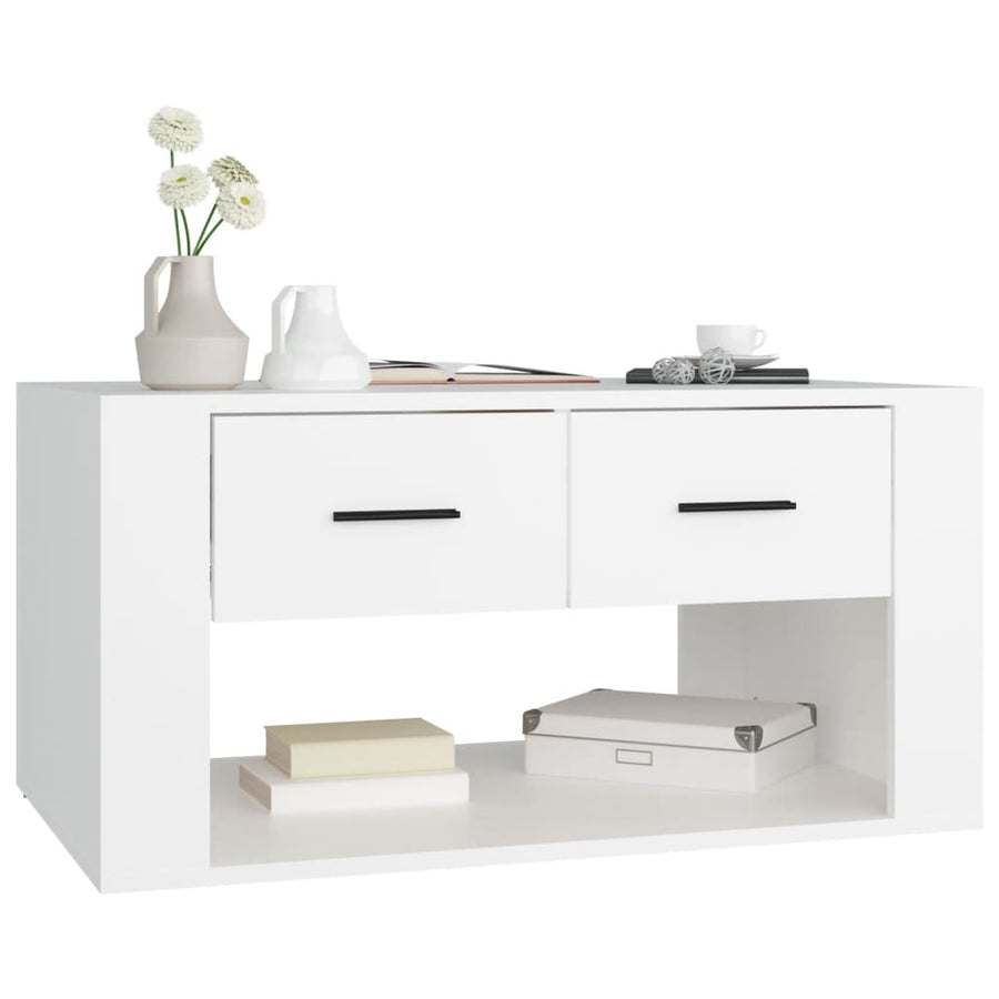 Salontafel 80X50X40 Cm Bewerkt Hout Wit