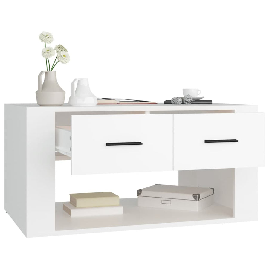 Salontafel 80X50X40 Cm Bewerkt Hout Wit