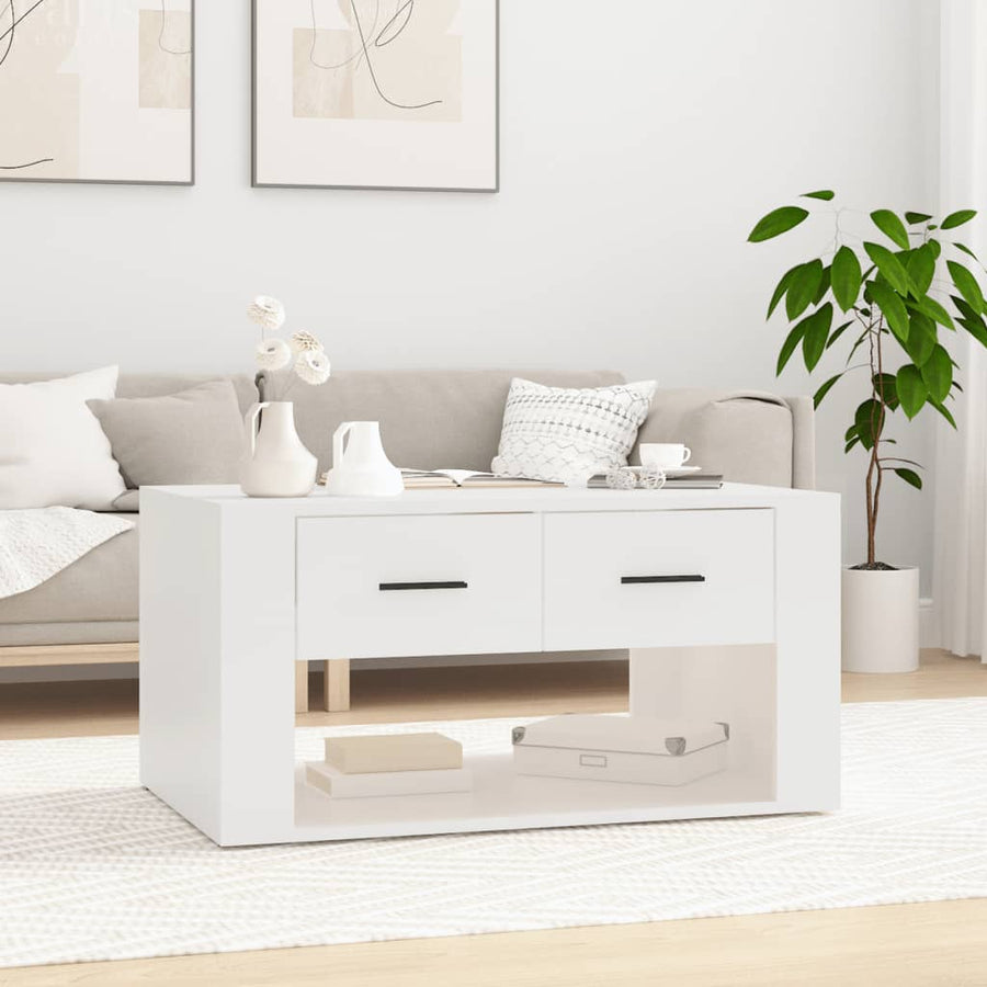 Salontafel 80X50X40 Cm Bewerkt Hout Wit