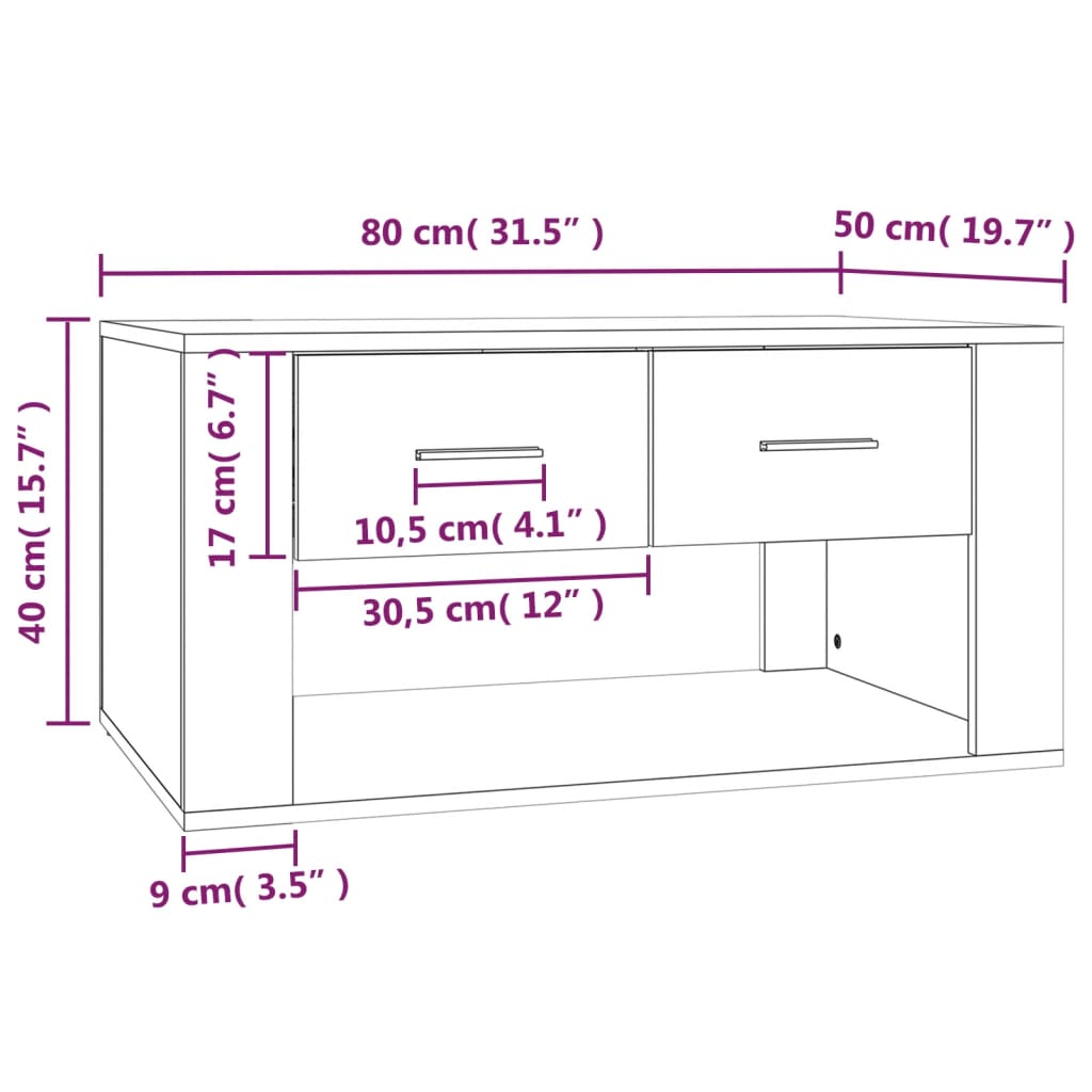 Salontafel 80X50X40 Cm Bewerkt Hout Sonoma Eikenkleurig 1