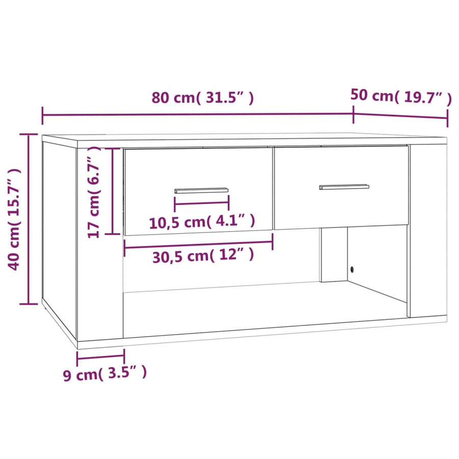 Salontafel 80X50X40 Cm Bewerkt Hout Sonoma Eikenkleurig 1