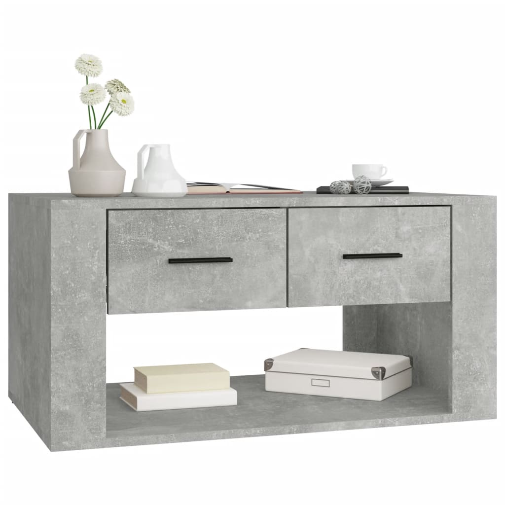 Salontafel 80X50X40 Cm Bewerkt Hout Betongrijs 1