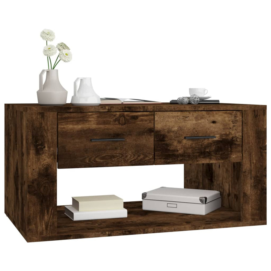 Salontafel 80X50X40 Cm Bewerkt Hout Gerookt Eikenkleurig