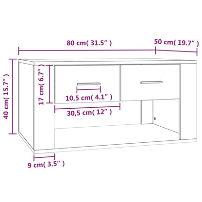 Salontafel 80X50X40 Cm Bewerkt Hout Gerookt Eikenkleurig