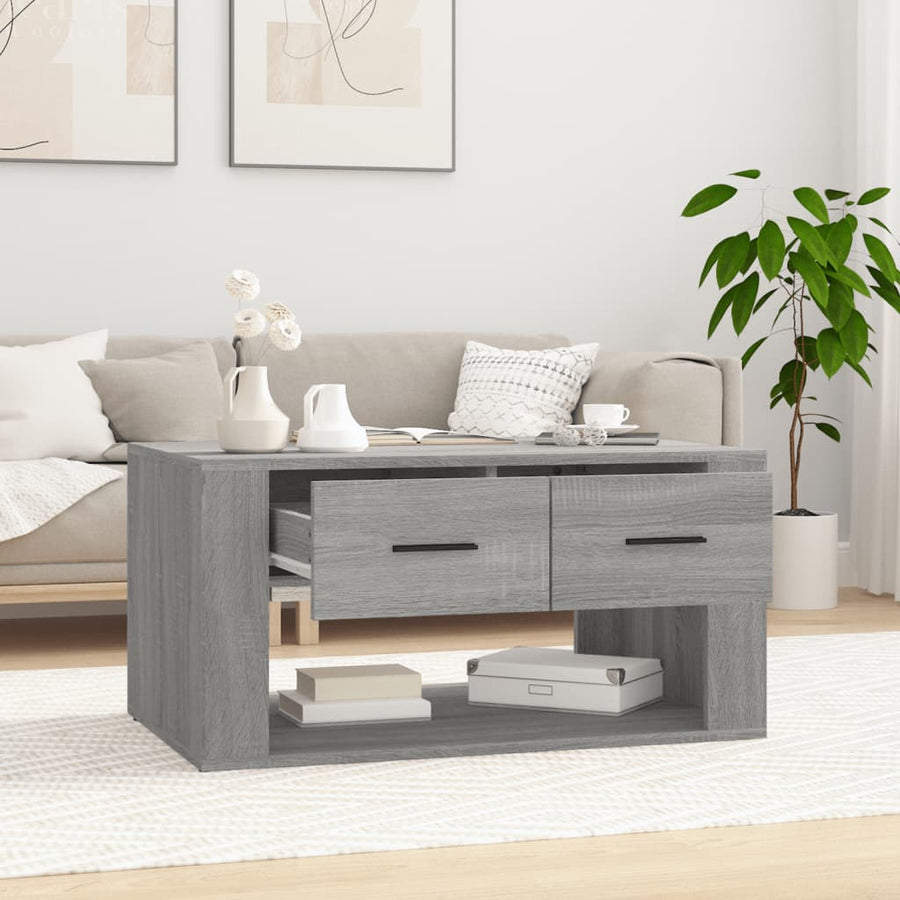 Salontafel 80x50x40 cm bewerkt hout grijs sonoma eiken