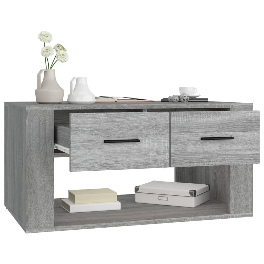 Salontafel 80x50x40 cm bewerkt hout grijs sonoma eiken