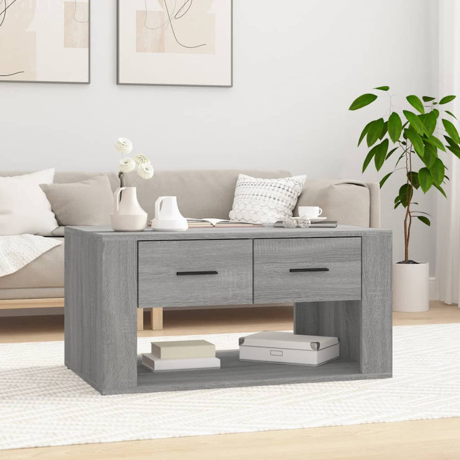 Salontafel 80x50x40 cm bewerkt hout grijs sonoma eiken