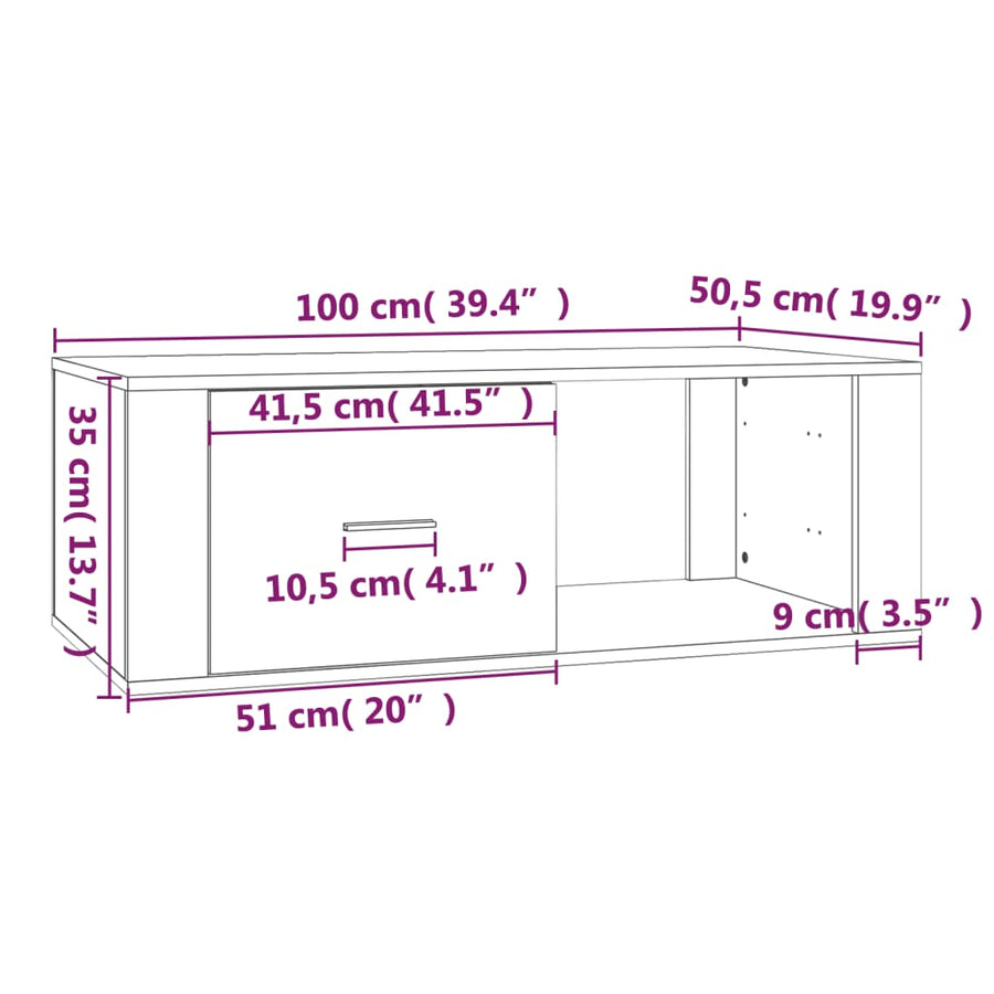 Salontafel 00X50,5X35 Cm Bewerkt Hout bruin eikenkleur