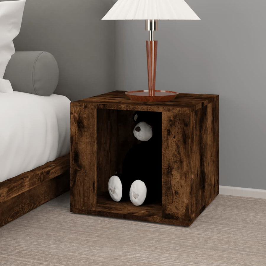 Nachtkastje 41X40X36 Cm Bewerkt Hout Gerookt Eikenkleurig