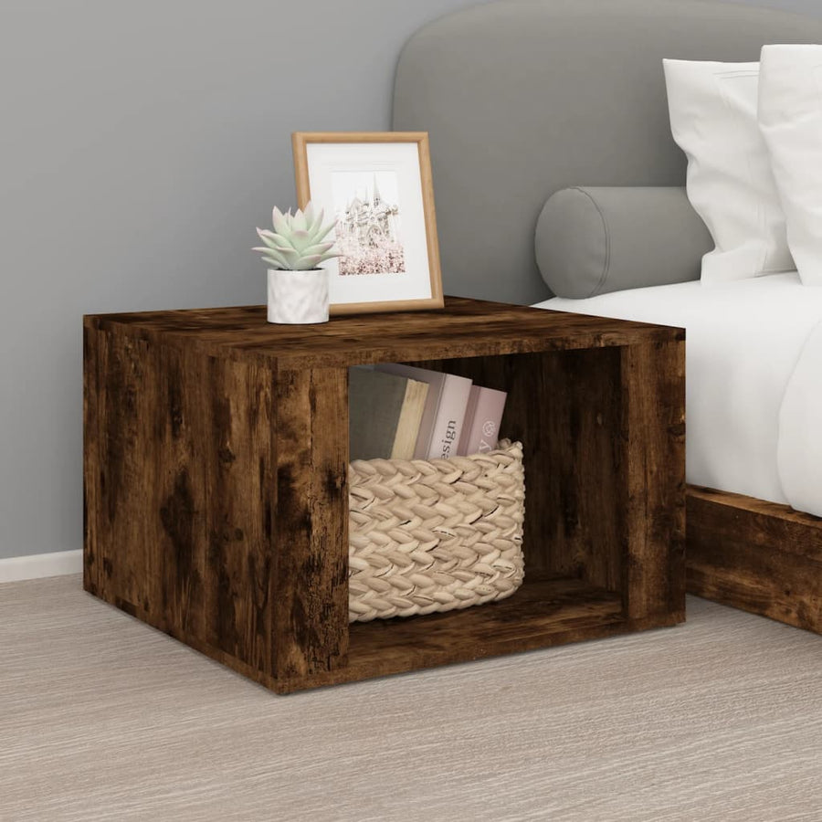 Nachtkastje 57X55X36 Cm Bewerkt Hout Gerookt Eikenkleurig
