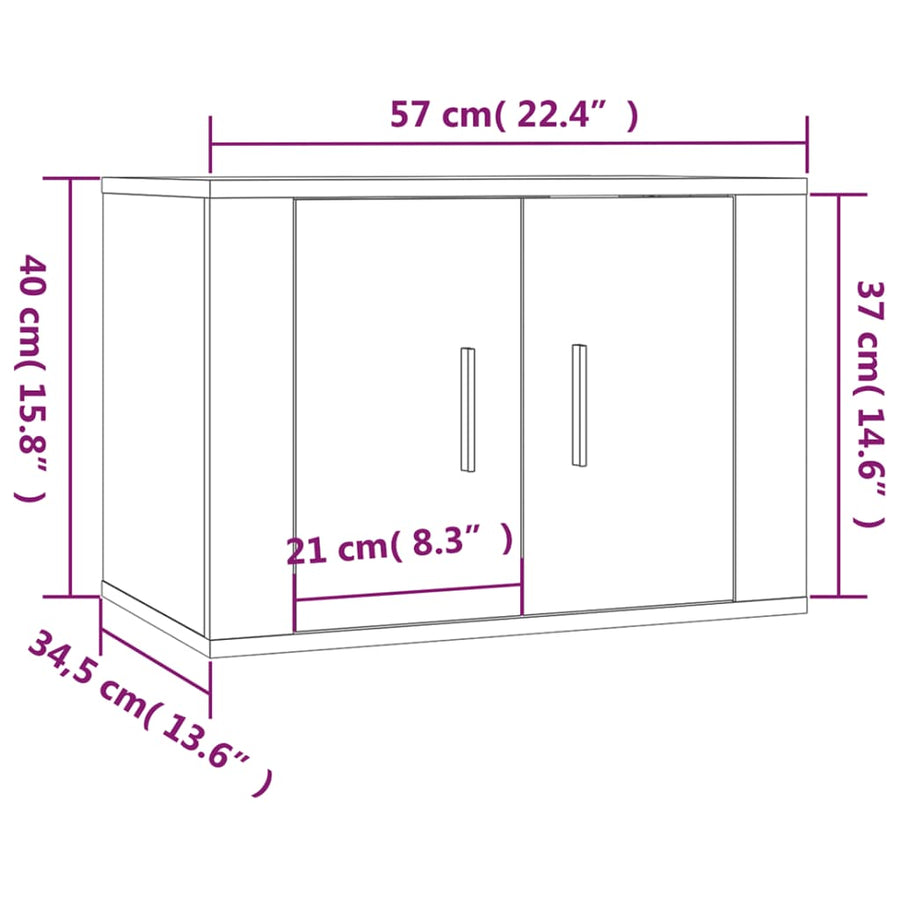 Tv-Wandmeubel 57X34,5X40 Cm Eikenkleurig 1 57 x 34.5 x 40 cm Grijs sonoma